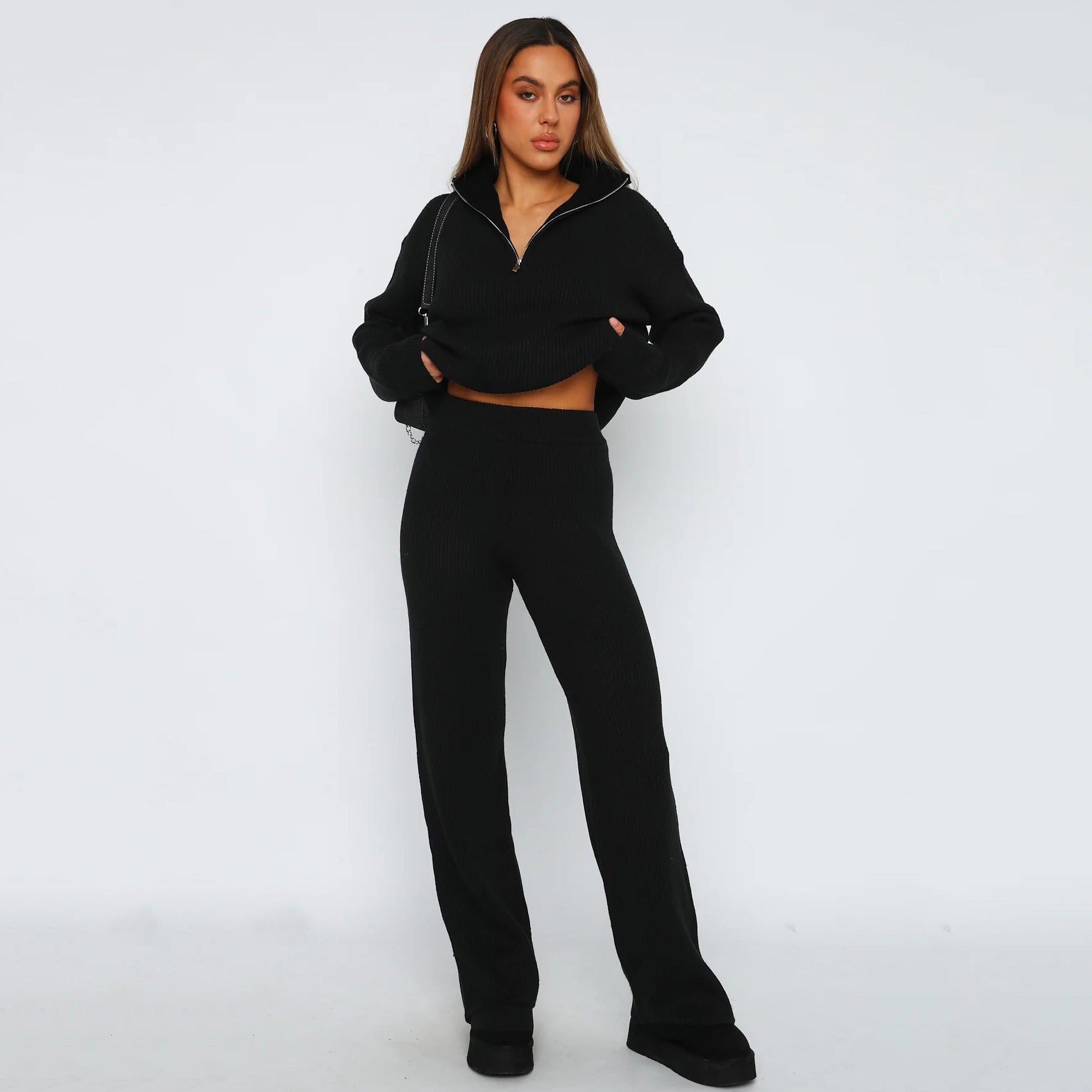 Comfortable Lapel Long Sleeve Straight-leg Pants Women's Suit ARZ