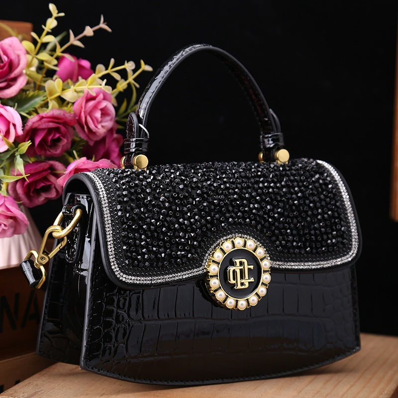 Fashion New Patent Leather Diamond Portable Shoulder Bag ARZ