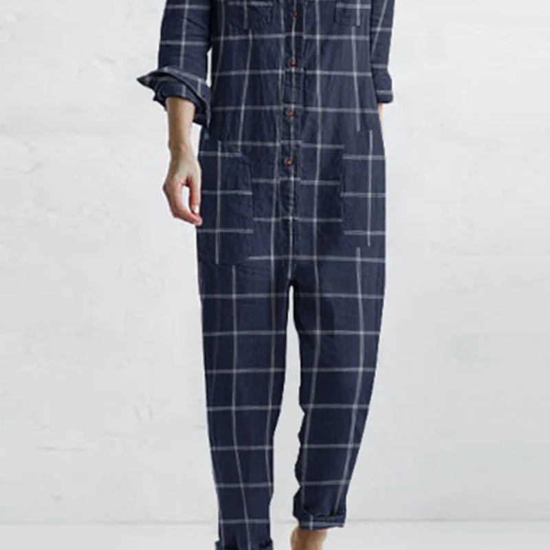 Plaid Printed Casual Lazy Home Jumpsuit ARZ