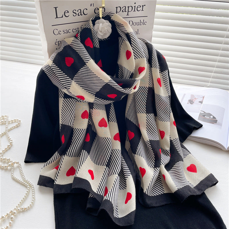 Chessboard Plaid Scarf Cotton And Linen High-grade Shawl ARZ