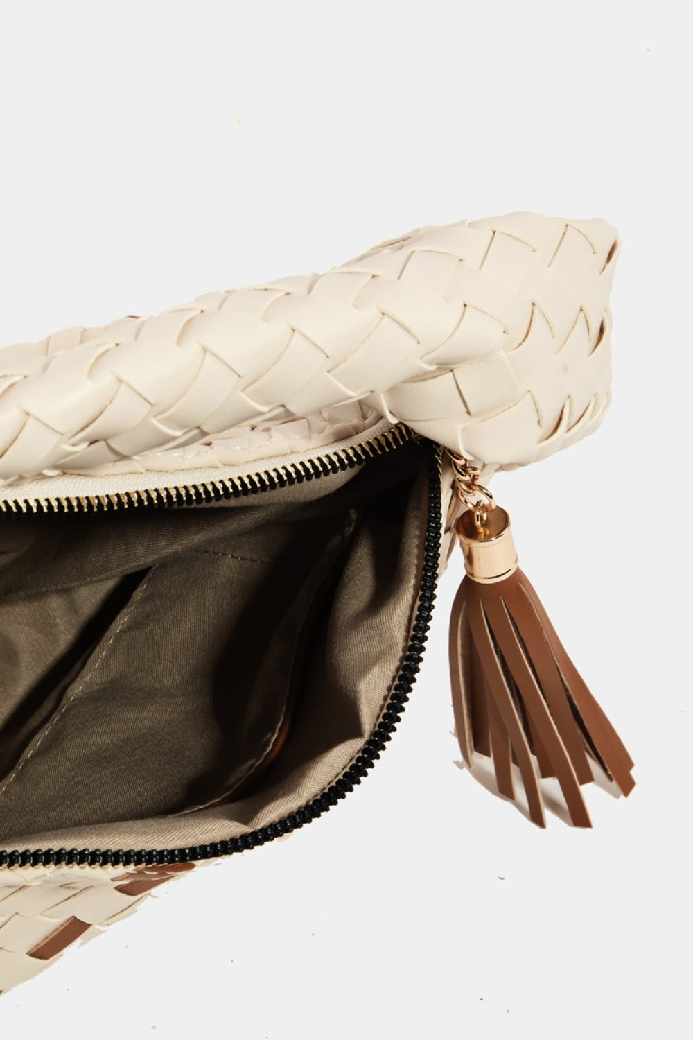 Fame Tassel Detail Weave Semi Circle Bag Trendsi