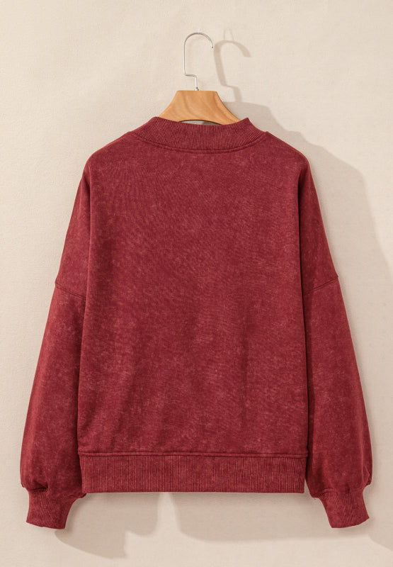 Mock Neck Dropped Shoulder Sweatshirt Trendsi