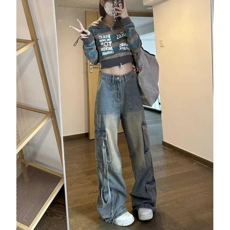 Female American High Street Vibe Hot Girl Cargo Jeans ARZ