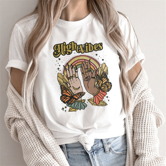 Fashion Tarot Women Print T-shirts Female Cartoon Tops ARZ