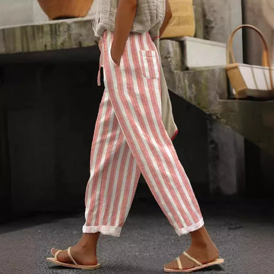 Versatile European And American Women's Casual Striped Pants ARZ