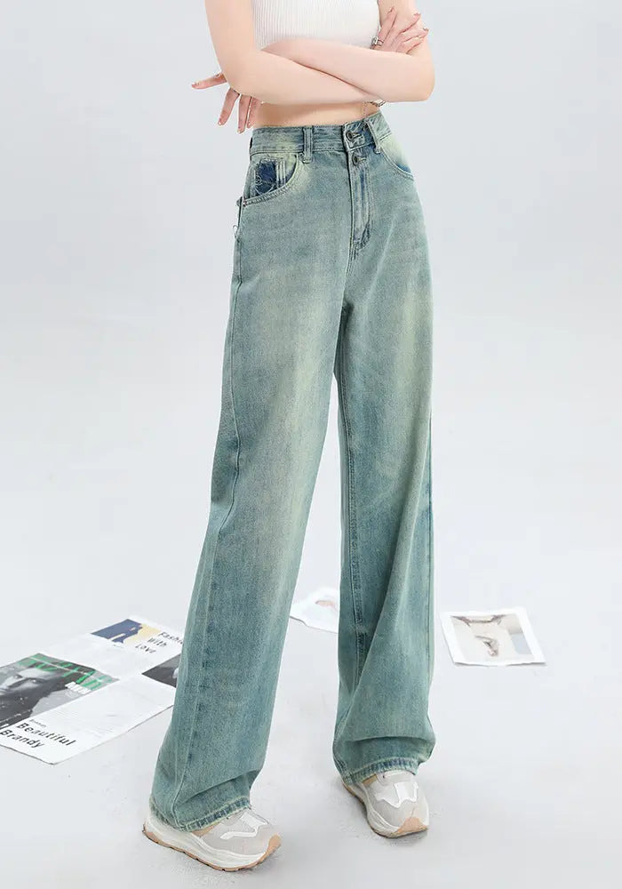 Women's Fashion Holes Narrow Wide-leg Jeans ARZ