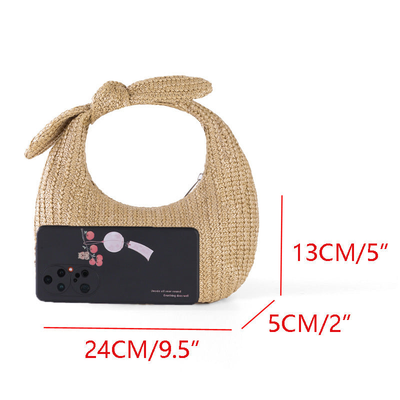 Vacation Style Bow Straw Handbag Clutch ARZ