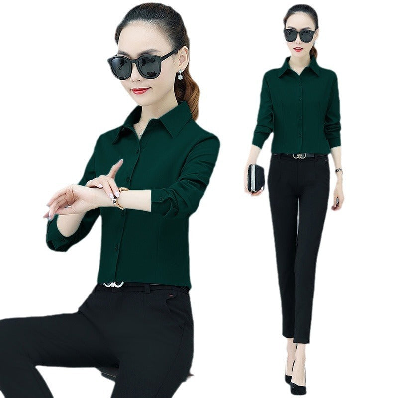 Women's Long Sleeve Slim Fit Slimming Business Shirt ARZ