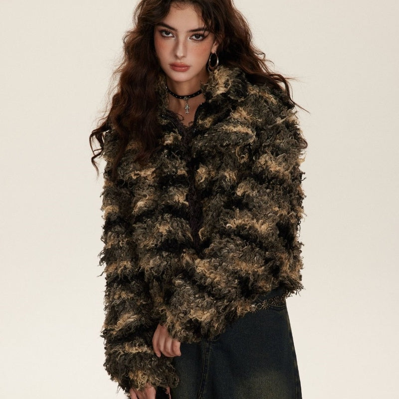 Short American Retro And Fashion All-matching High Quality Lamb Wool Coat ARZ