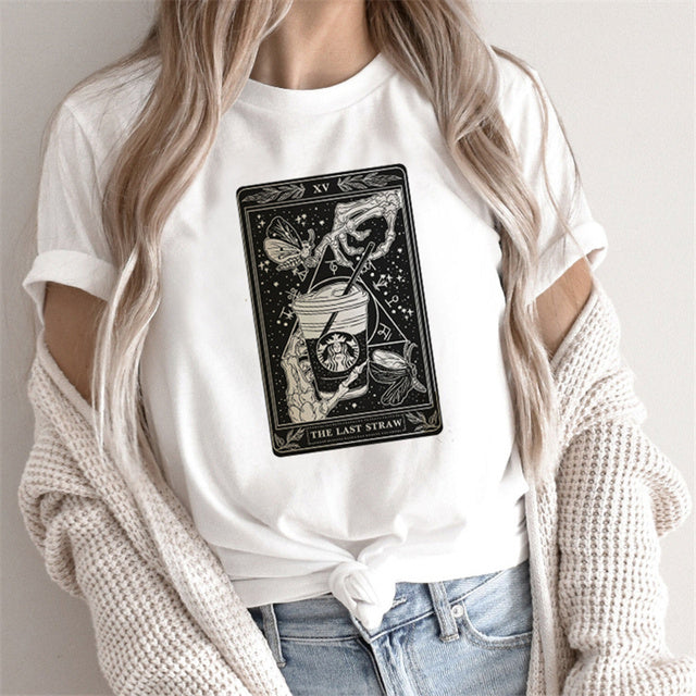 Fashion Tarot Women Print T-shirts Female Cartoon Tops ARZ