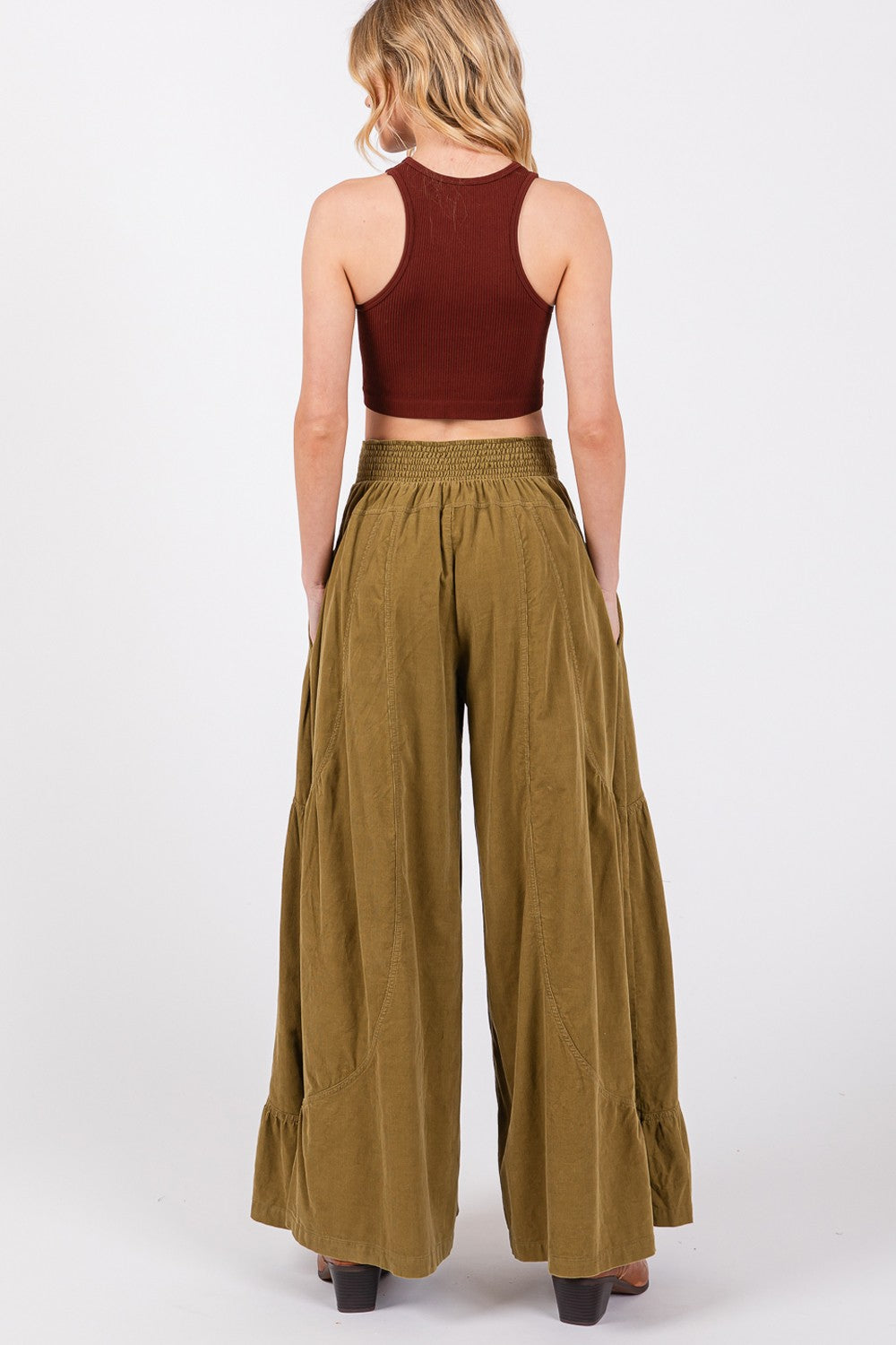 SAGE + FIG High Rise Corduroy Wide Leg Pants Trendsi