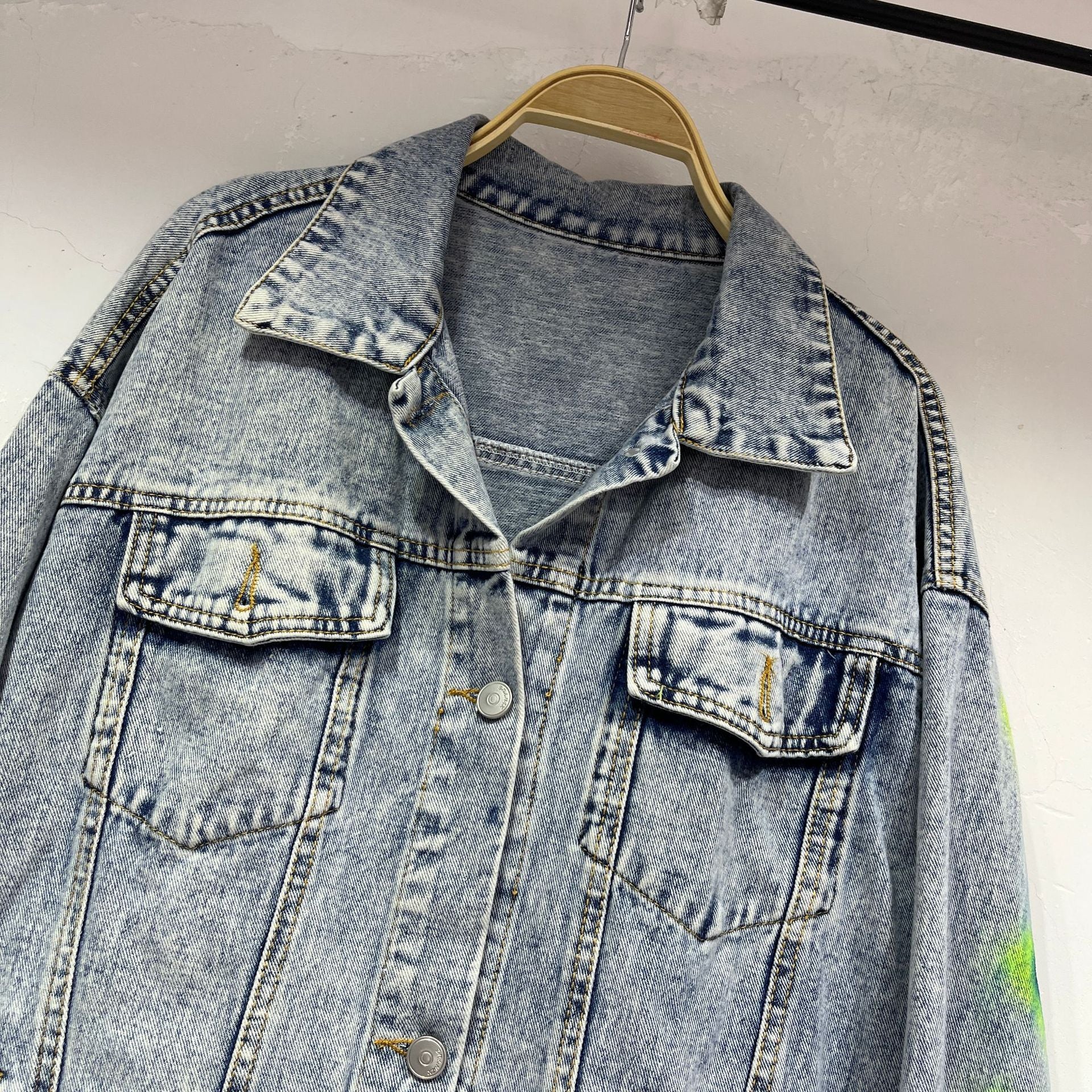 Female Hip Hop Style Graffiti Letter Denim Coat Jacket ARZ