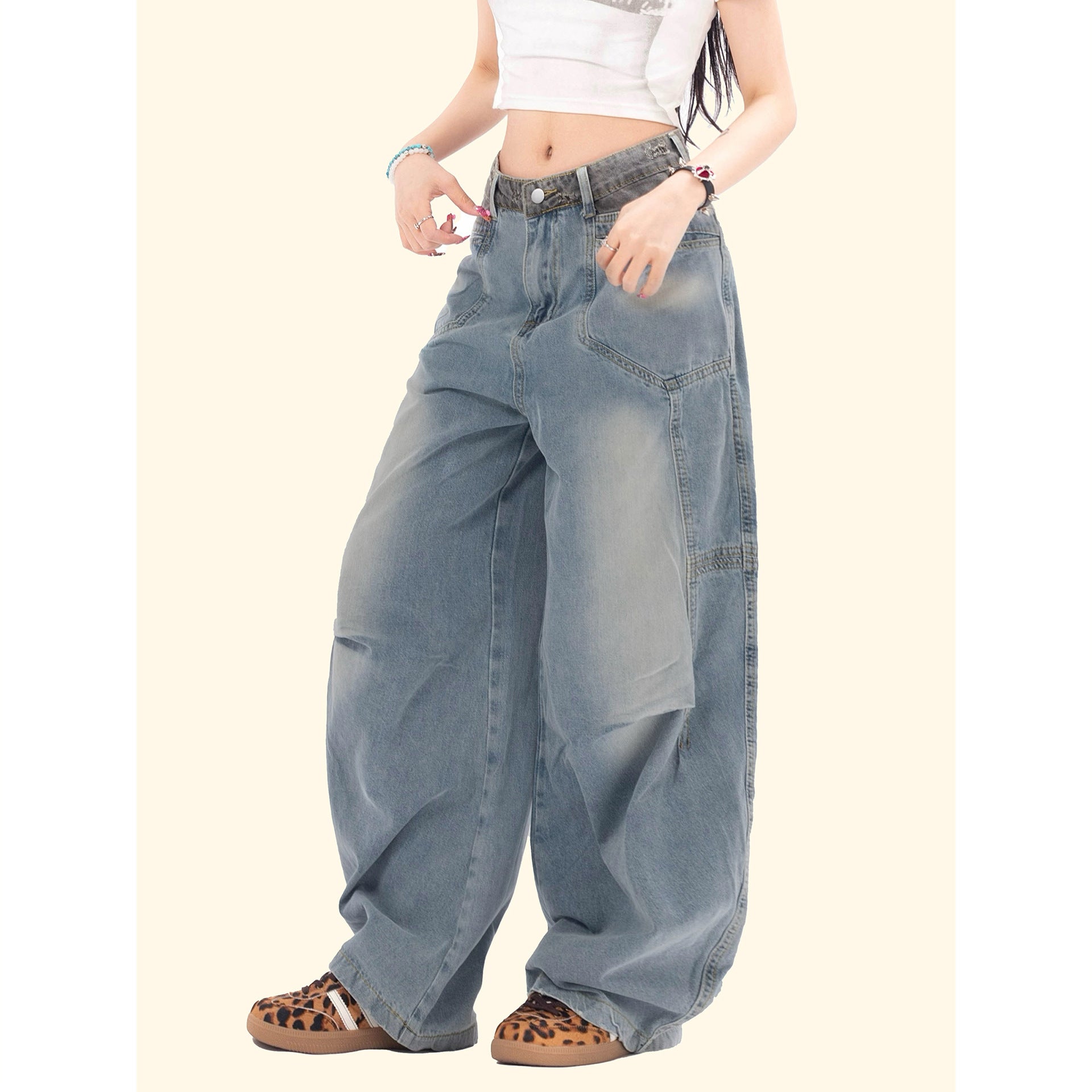 Fashionable Pleated Design Jeans For Women ARZ