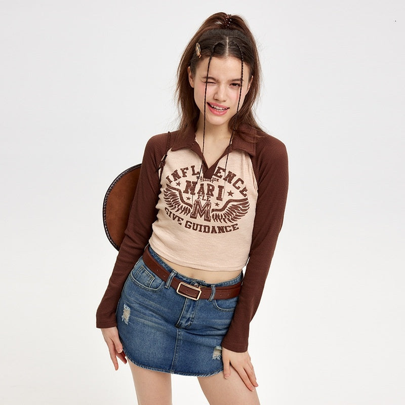 Raglan Sleeve Short Long Sleeve Top Women ARZ