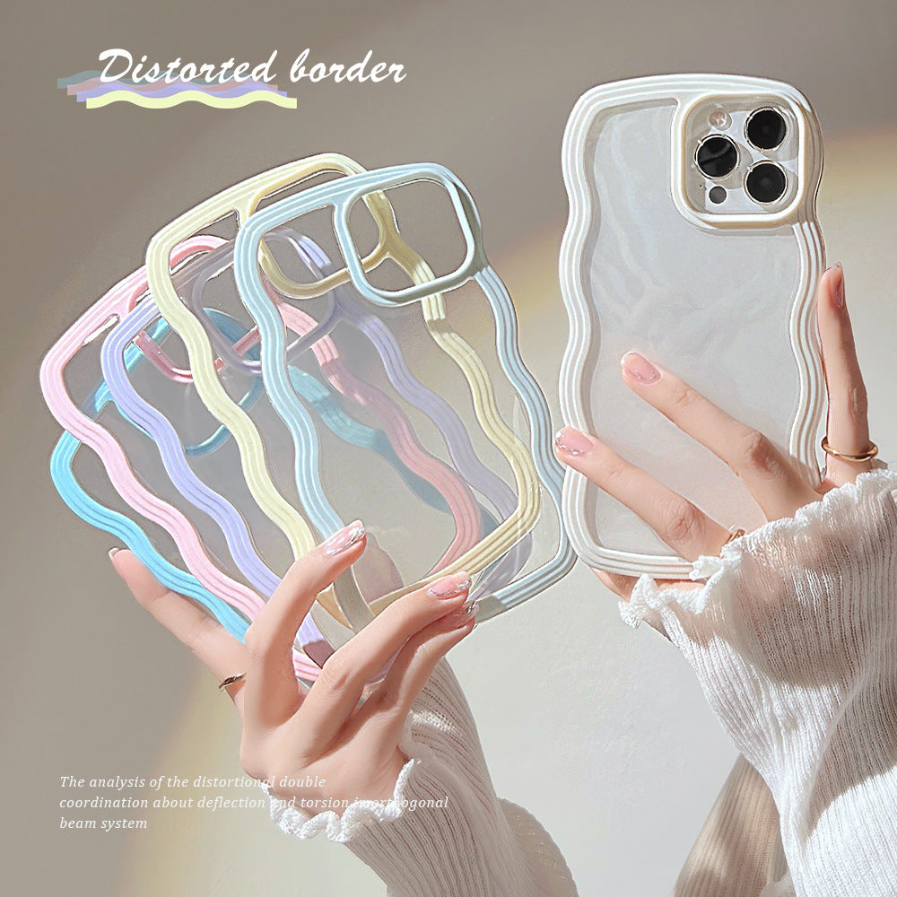 Wave Border Mobile Phone Case Solid Color Simple Candy Color ARZ