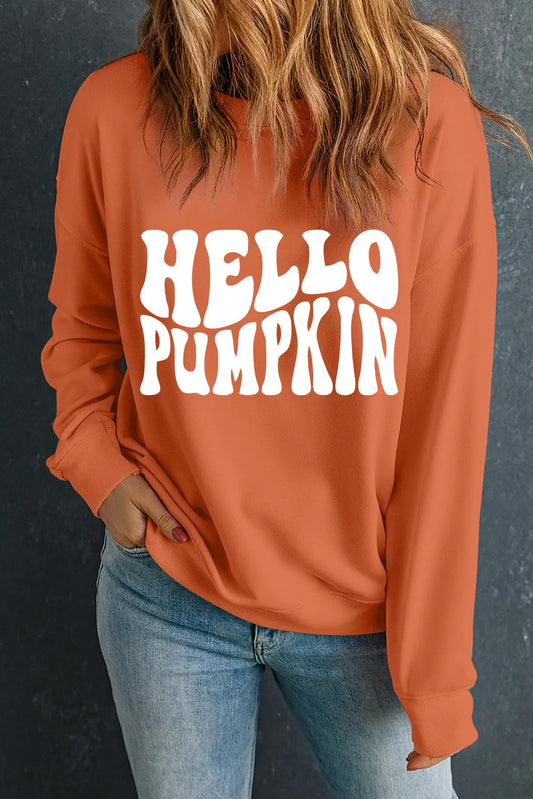 Letter Graphic Round Neck Long Sleeve Sweatshirt Trendsi