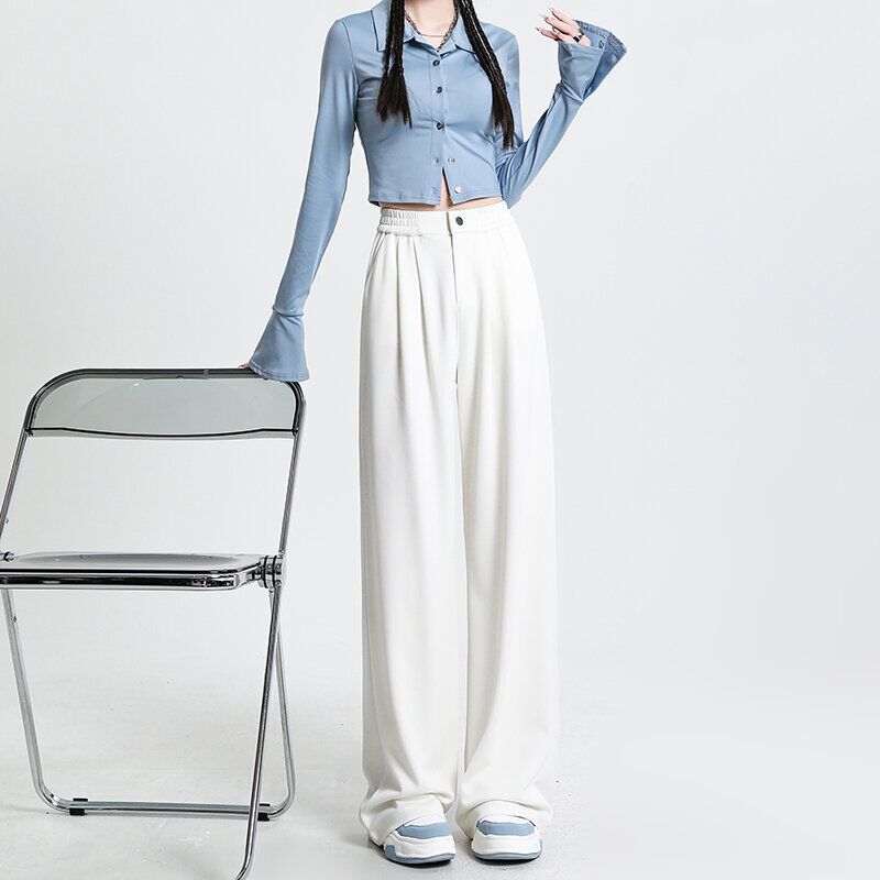 Silk Wide Leg Drooping Casual Narrow Version Straight-leg Pants ARZ