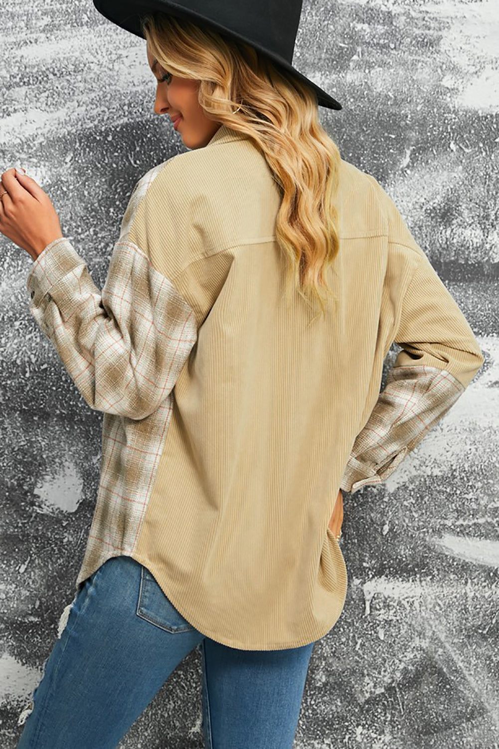 Plaid Button Up Drop Shoulder Shacket Trendsi