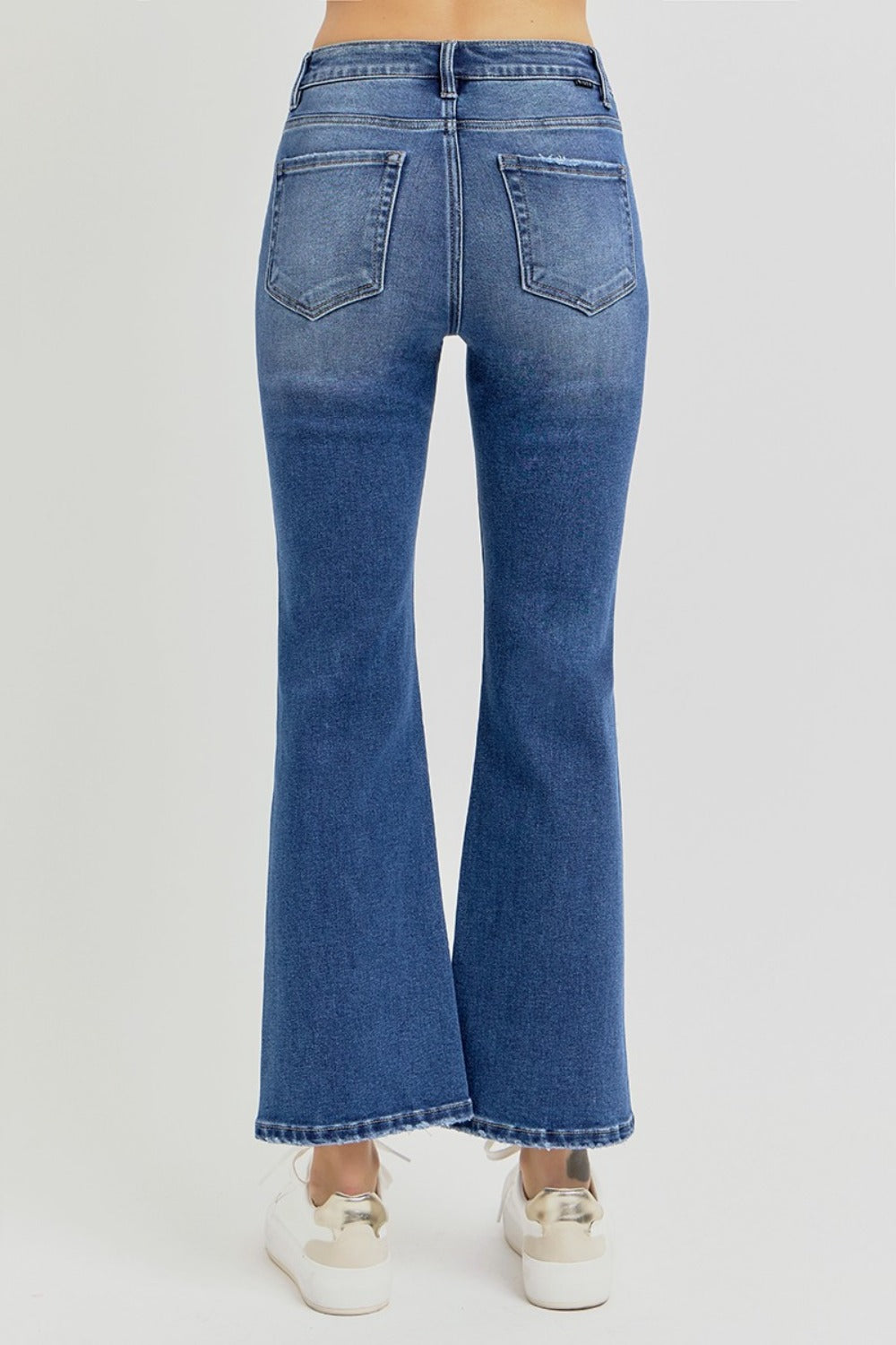 RISEN Full Size Distressed High Rise Crop Flare Jeans Trendsi