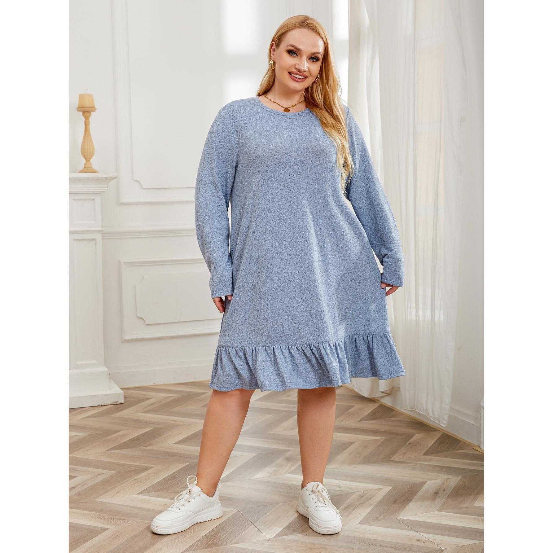 Pajamas Women's Autumn And Winter Plus Size Long-sleeved Nightdress Home Dress Women's ARZ