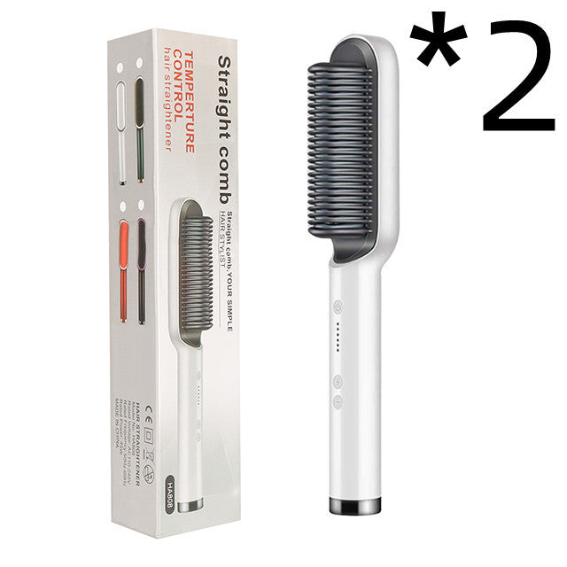 New 2 In 1 Hair Straightener Hot Comb Negative Ion Curling Tong Dual-purpose Electric Hair Brush ARZ