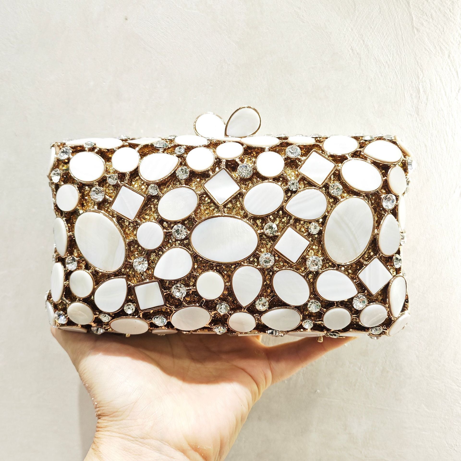 Full Diamond Shell Dinner Clutch Crystal Hollow Women's Bag ARZ