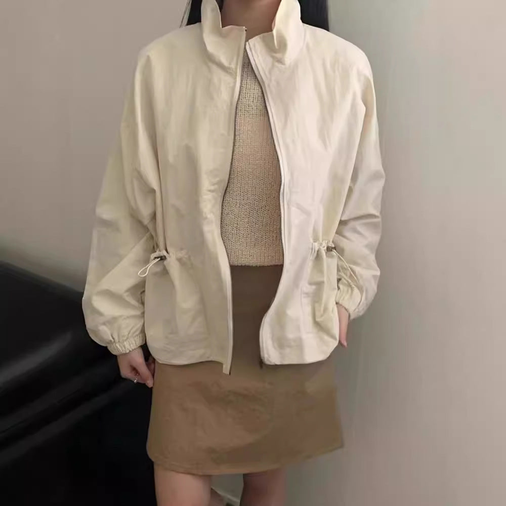 Leisure Cargo Style Drawstring Pocket Zipper Coat For Women ARZ