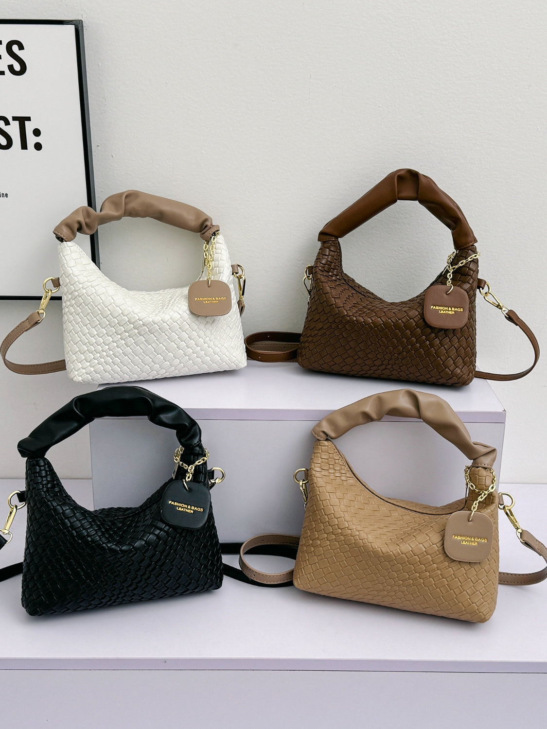 PU Leather Woven Crossbody Bag Trendsi