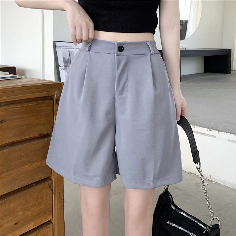 Women's Retro Straight Wide Leg High Waist Shorts ARZ