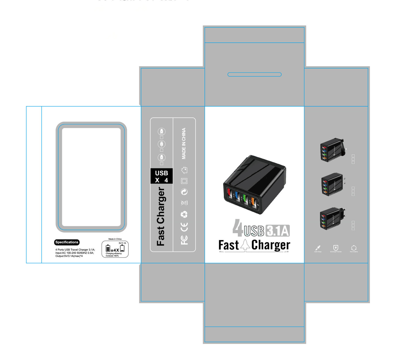 USB Charger Quick Charge 3.0 4 Phone Adapter For Tablet Portable Wall Mobile Charger Fast Charger ARZ