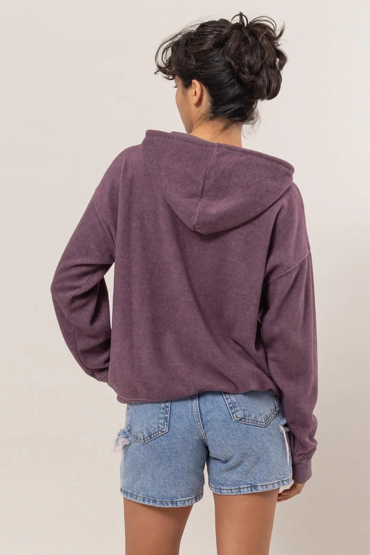 HYFVE Brushed Long Sleeve Hoodie with Kangaroo Pocket Trendsi