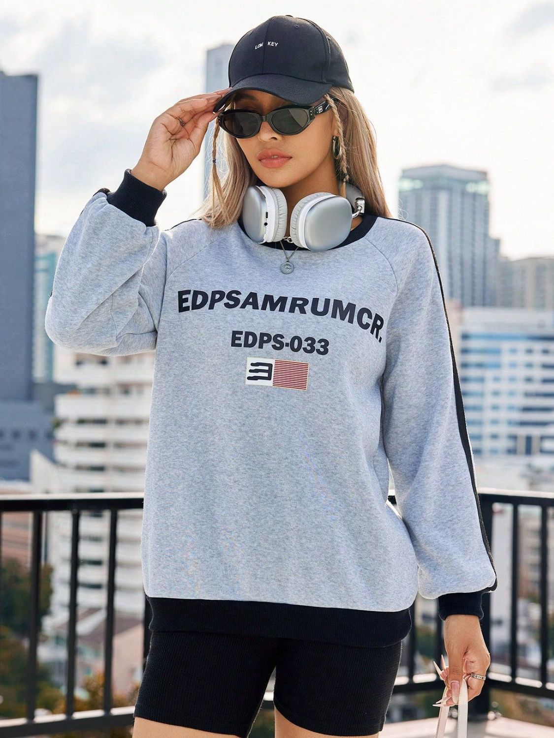 Letter Round Neck Long Sleeve Sweatshirt Trendsi