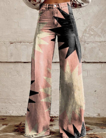 Thin Faux Denim Wide-leg Pants ARZ