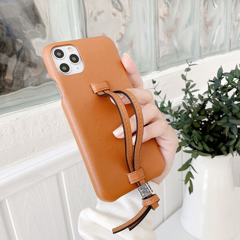 Three Bread Leather Wrist Strap Phone Case ARZ