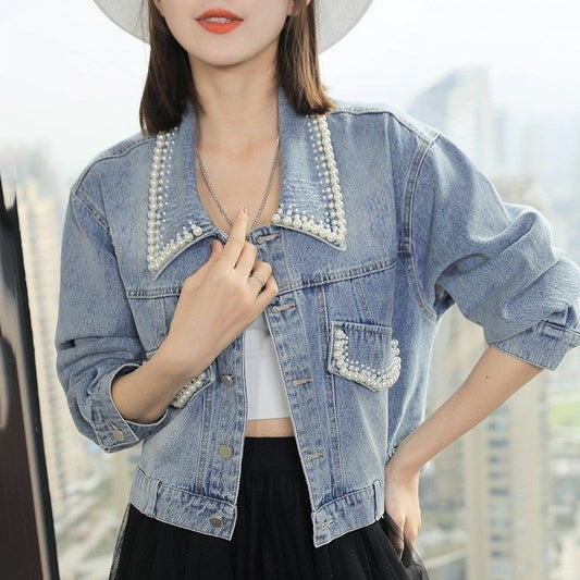 Women's Trendy Loose Petite Short Denim Jacket ARZ