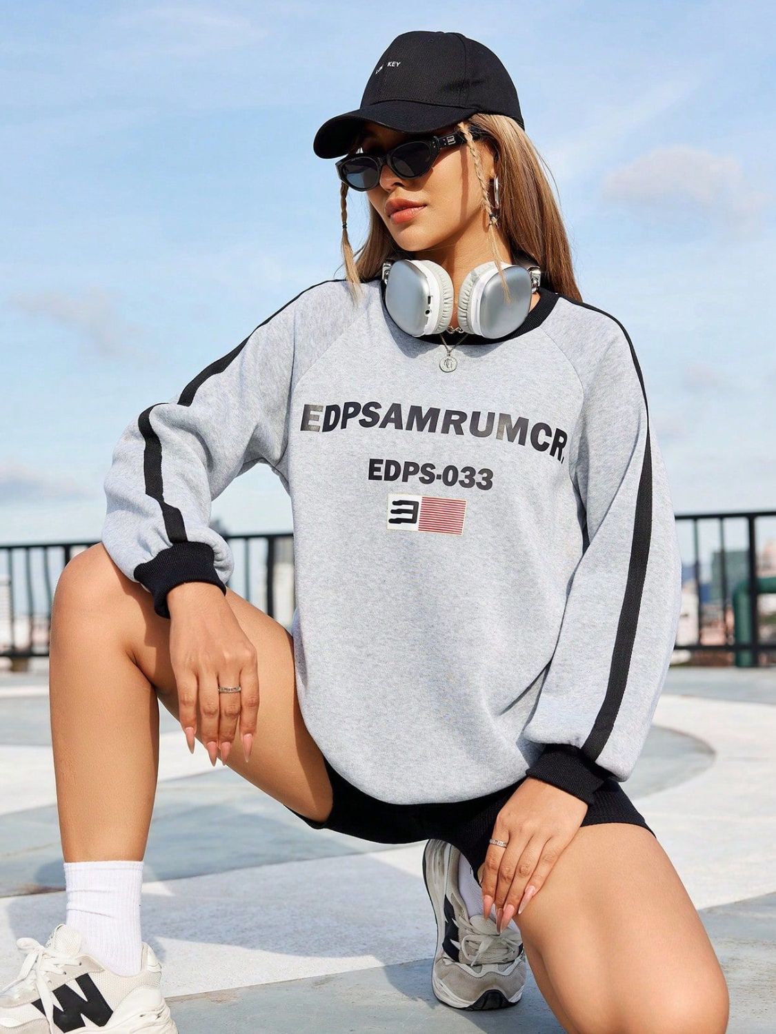 Letter Round Neck Long Sleeve Sweatshirt Trendsi