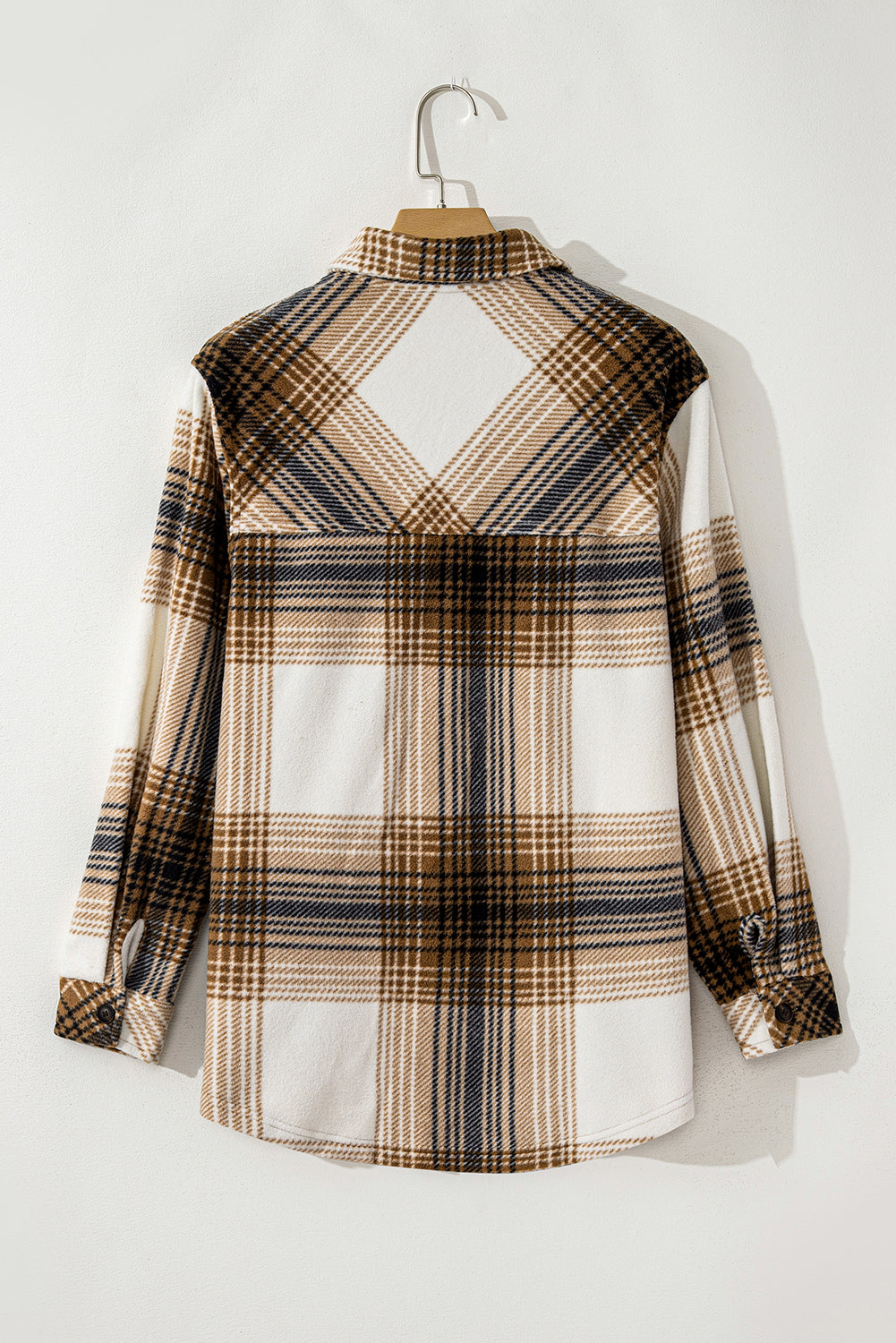 Plaid Button Up Long Sleeve Shacket Trendsi