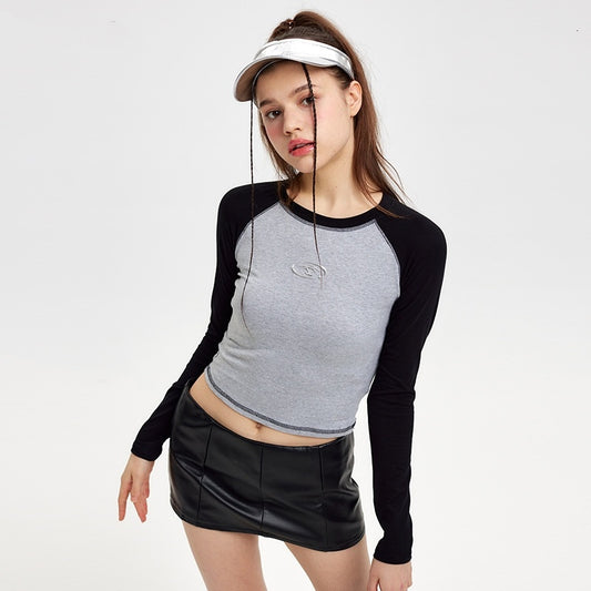 Women's Raglan Long-sleeved Top Korean-style Hot Girl Short ARZ