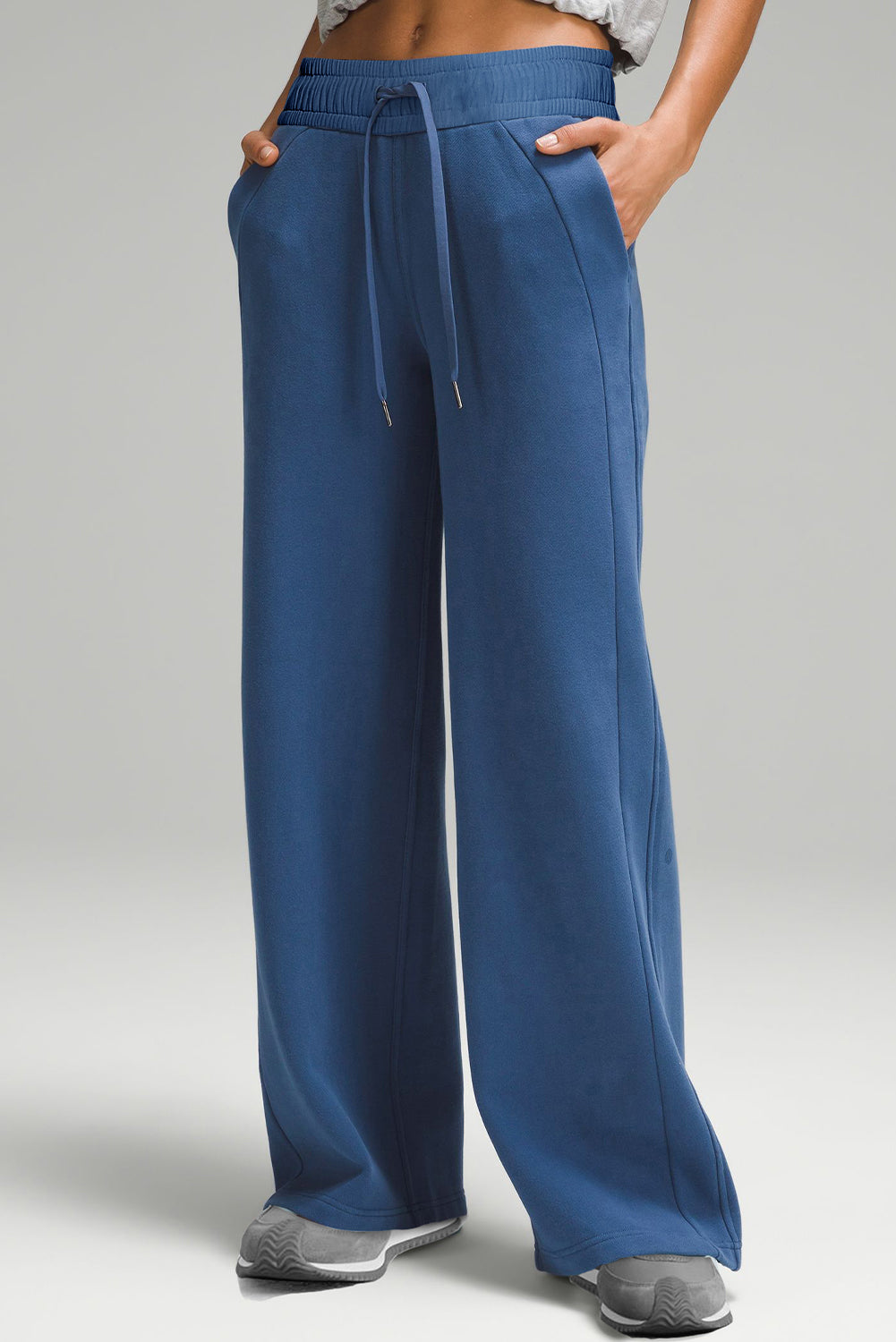 Drawstring Wide Leg Active Pants Trendsi