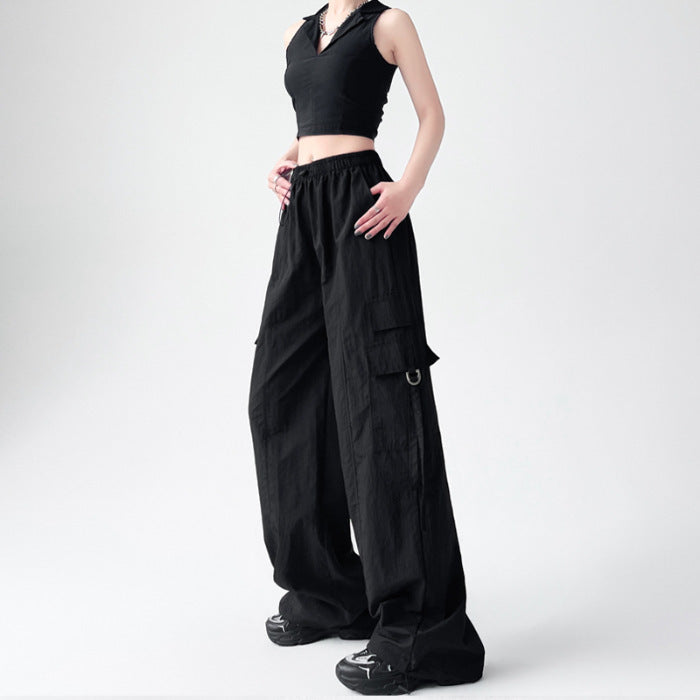 Quick-dry Pants Women's Summer Overalls Women's Summer Thin Ice Silk Ankle-tied Loose High Waist ARZ