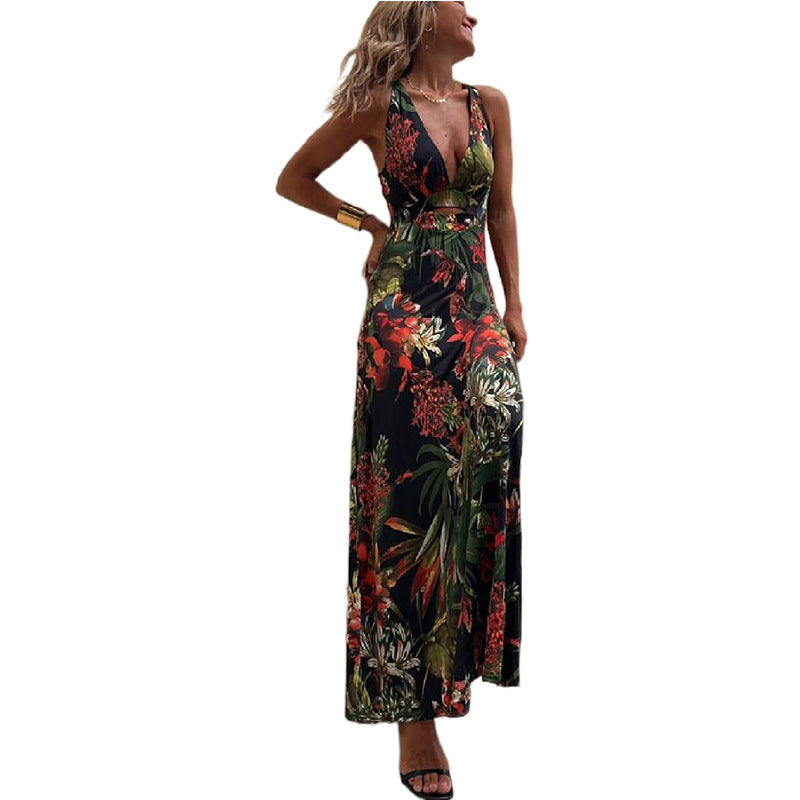 Printed Sling Holiday Dress Women's Dress ARZ