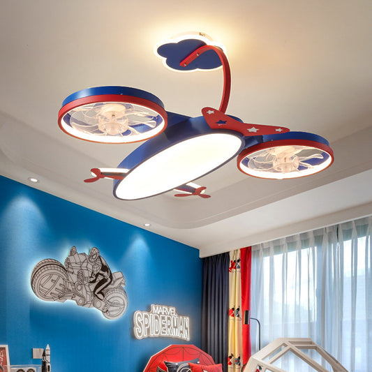 Cartoon Airplane Fan Lights In Children's Room ARZ