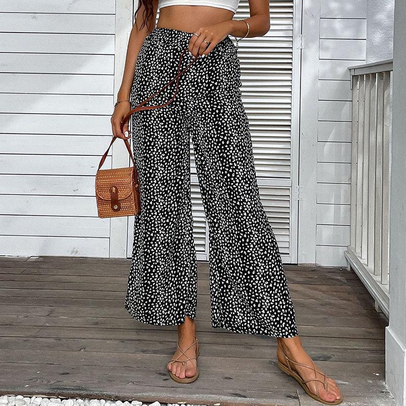 Fashion Women's Wear Elastic Waist Wide Leg Cropped Pants ARZ