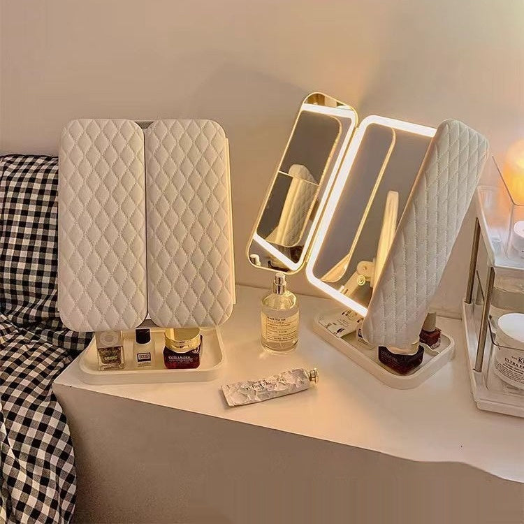 Desk Lamp With Three Fold LED Makeup Mirror ARZ