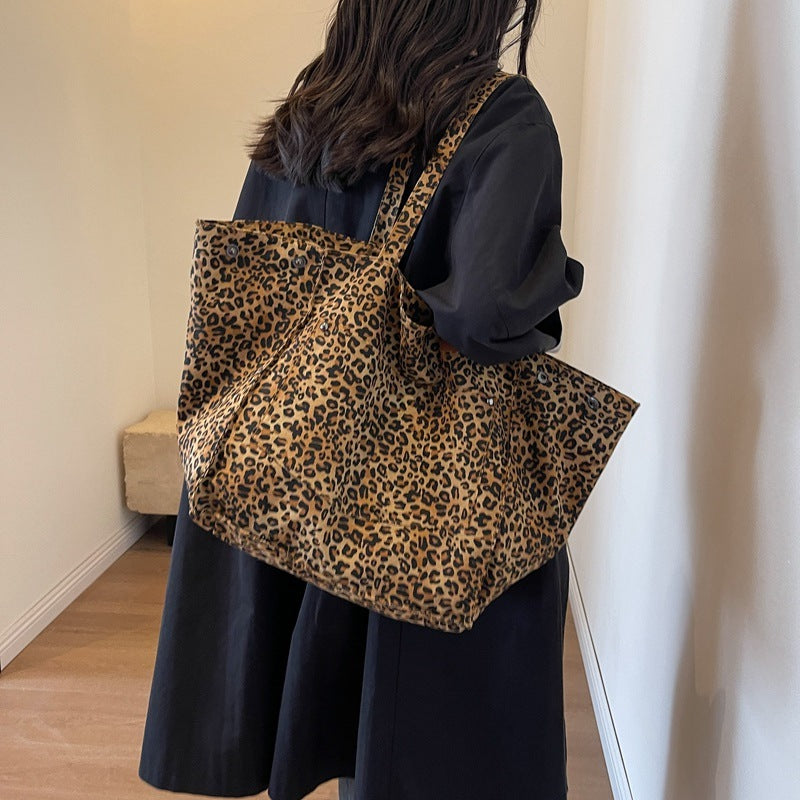 Large Capacity Leopard Print Canvas Tote Bag ARZ