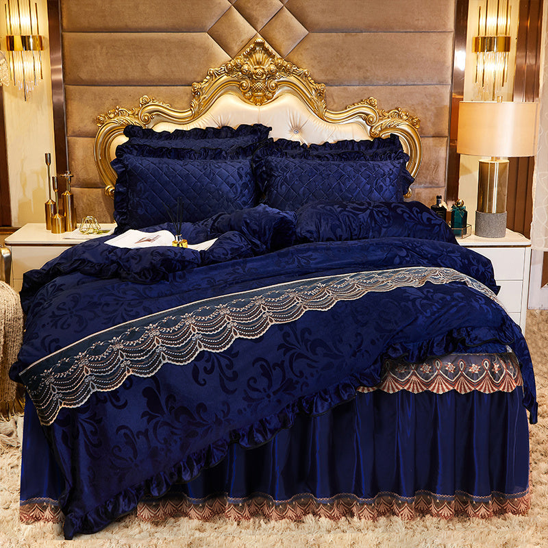 Lace Velvet Bed Skirt Four-piece Quilted ARZ