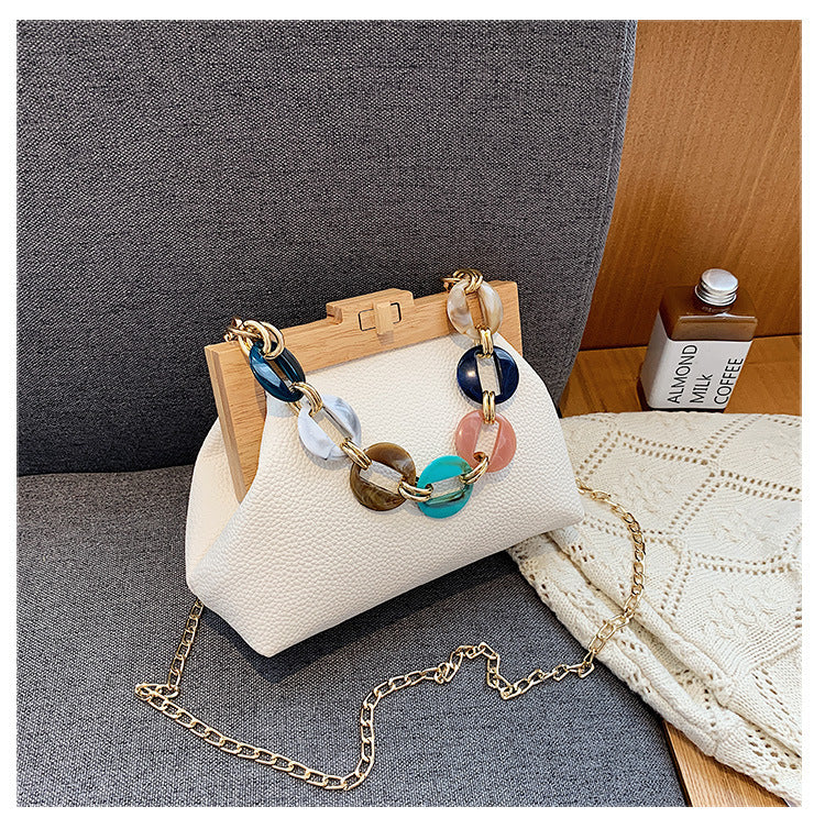 Wooden Clip Bag Autumn And Winter New Female Bag ARZ