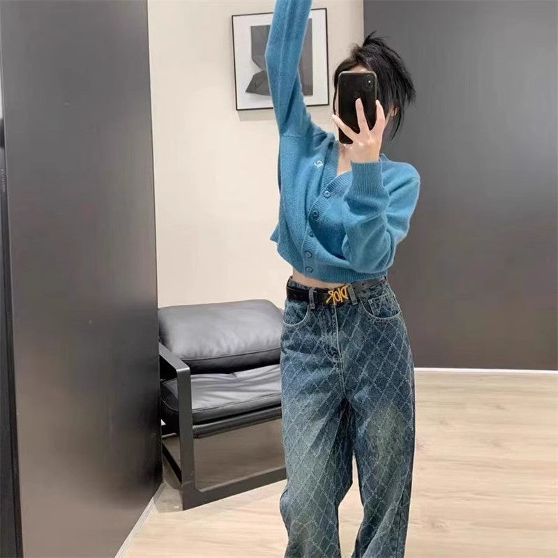 Women's High Waist Straight Loose Wide Leg Jeans ARZ